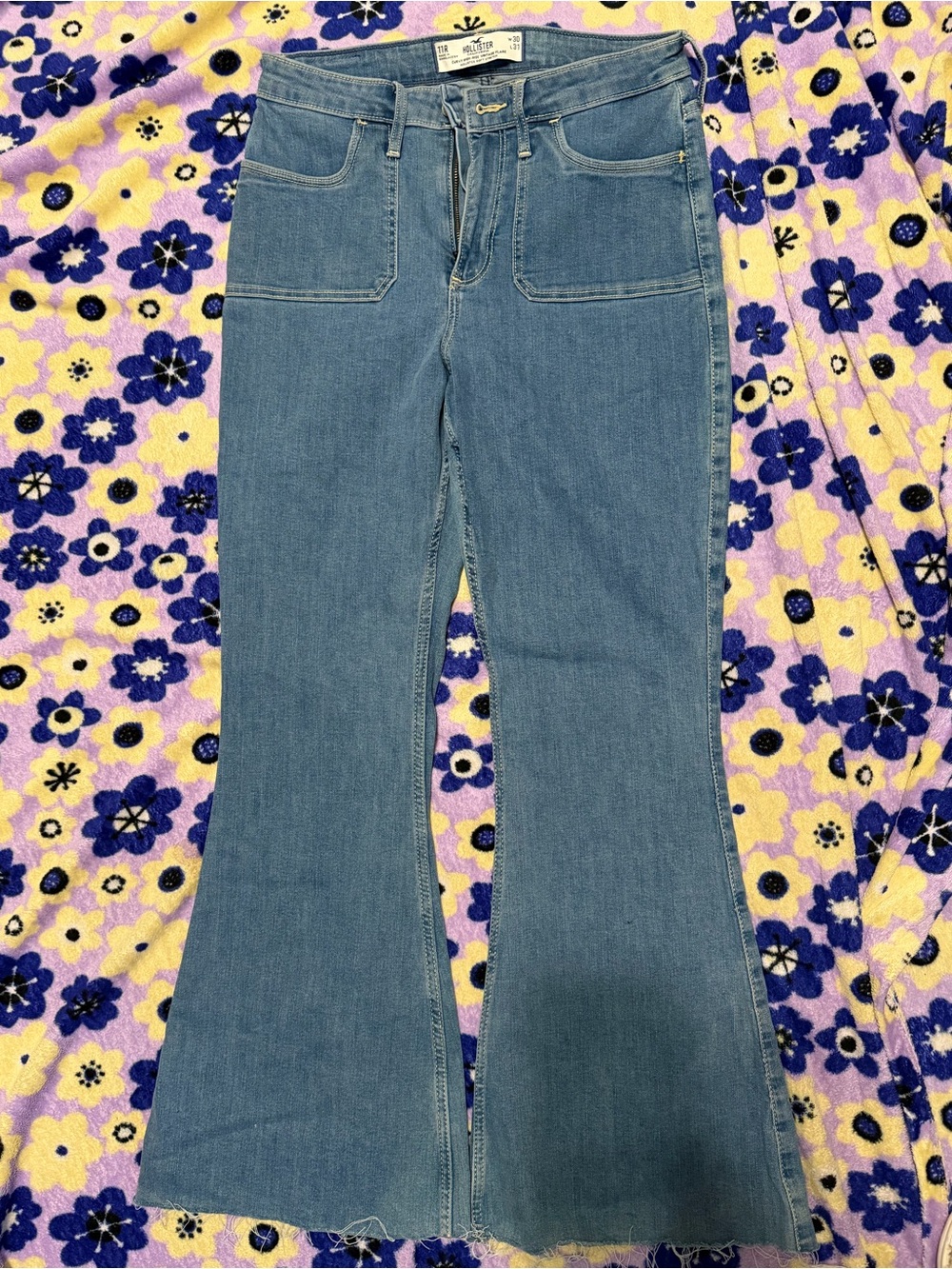 Hollister Light Blue Flare Wide-Leg Jeans